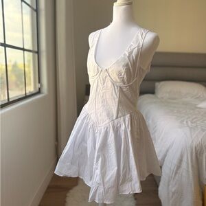 Showpo White Sleeveless Mini Dress with Sculpted Bodice